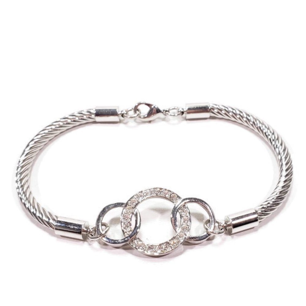 Designer Inspired Cable Rhinestone Circle Bangle